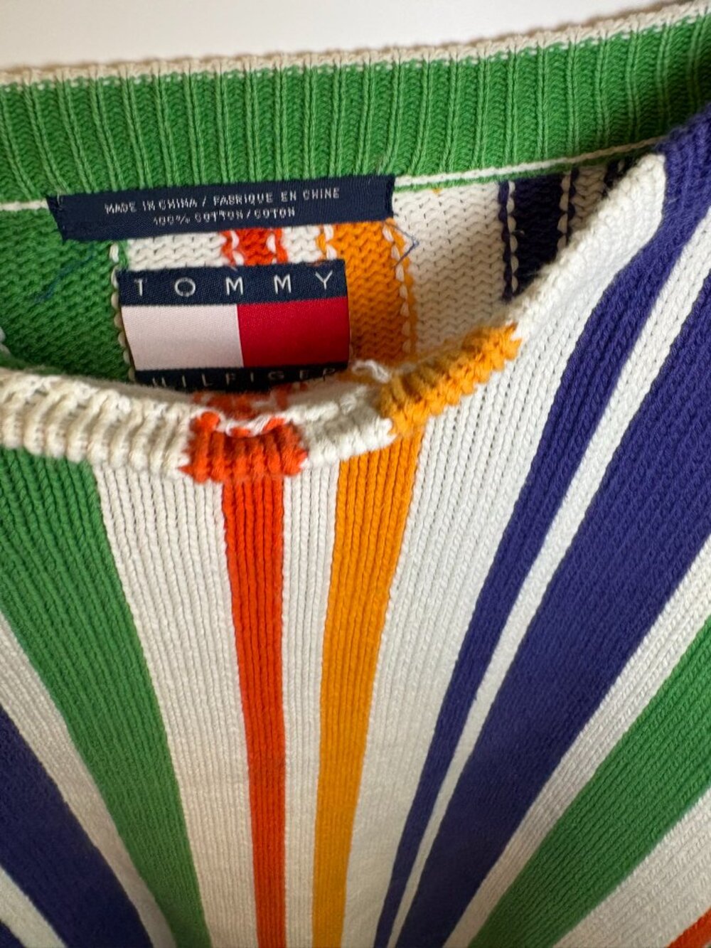 Vintage 90s Cotton Vertical Stripe Dopamine Kidscore Crewneck Sweater Multicolor - Picture 5 of 10